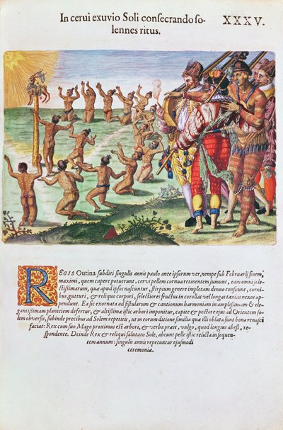 Sun Worshipping Ritual with an Offering of a Deer, from 